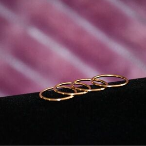 Size 5-Elegant Gold-Tone Women's Stacker Rings Set #017